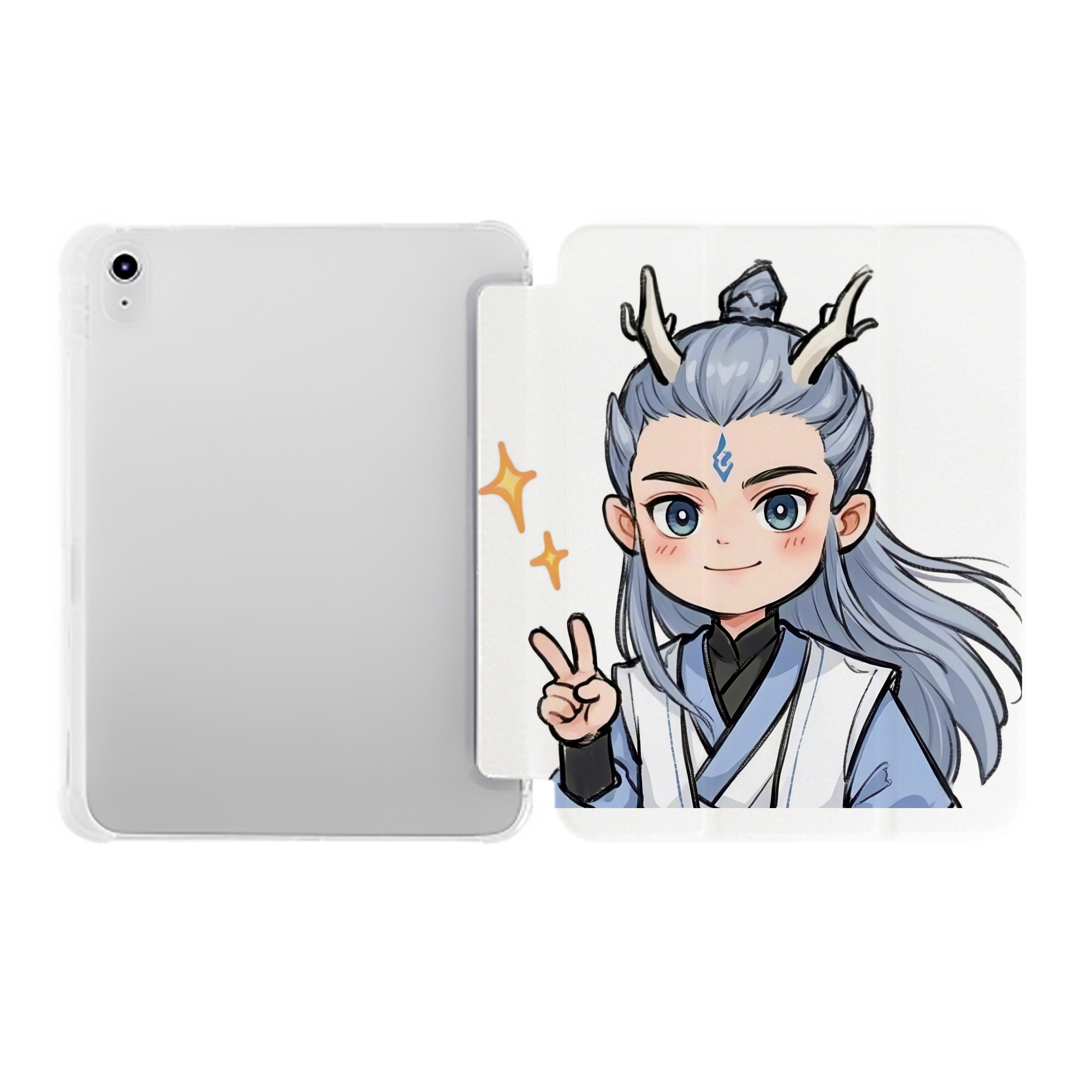 （画像用） Ne Zha 2 ナタ 魔童の大暴れ IPad ケース ペン収納付き 三つ折りスタンド PUレザー×シリコン 対応機種9.5/10.5/10.9インチ